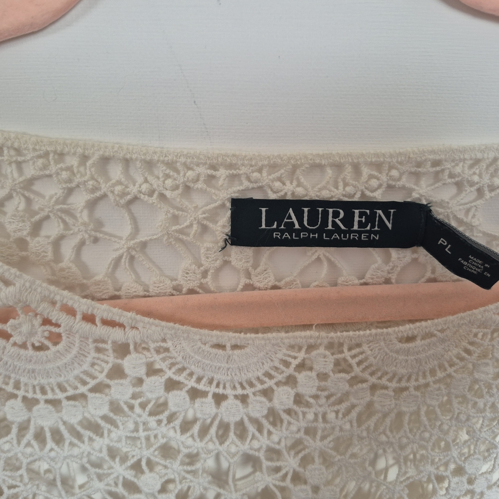 Ralph Lauren Cotton Crochet Cream Lace Top/Mini Dress 100% Cotton